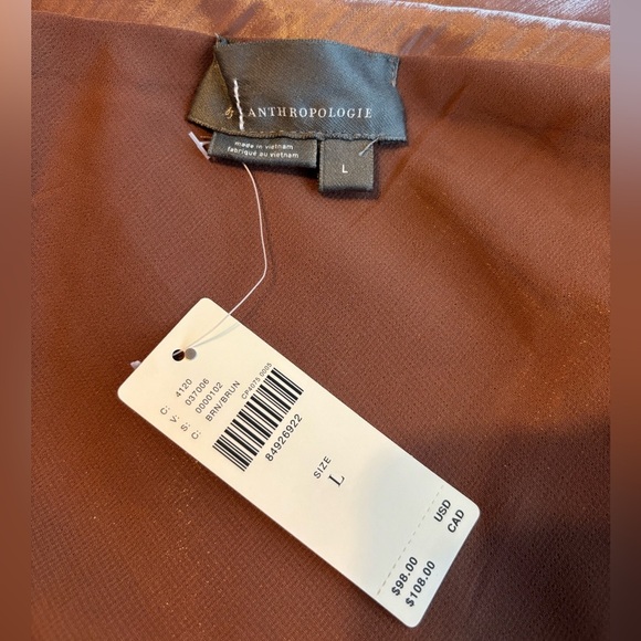 NWT By Anthropologie Mauve Pink Midi Slip Skirt Metallic Shimmer Size Large - Picture 3 of 5